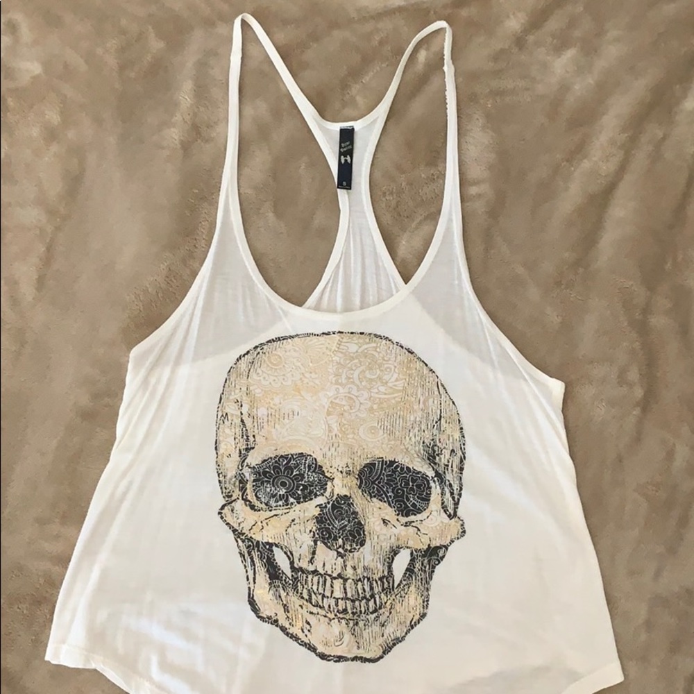 White skull racer back tank top